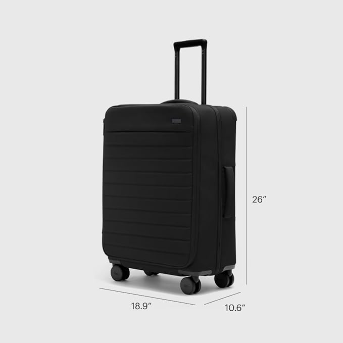 Away Softside Medium Checked Suitcase, 26 Inch Lightweight, Expandable Luggage For Men & Women, Durable Nylon Exterior, TSA Approved Lock, Idea1 For Trips 1-2 Weeks, Jet Black
