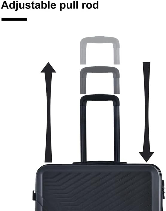 Campfun 3 Piece Luggage Sets, Hardshell ABS Luggage with TSA Lock, Carry On Suitcase Sets Lightweight Durable with 2 Hooks & Spinner Wheels, 20in/24in/28in - Black(C)