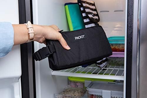 PackIt Freezable Snack Box, Black, Built with EcoFreeze Technology, Collapsible, Reusable, Zip Closure with Buckle Handle, Perfect All Ages and Fresh Snacks on the go