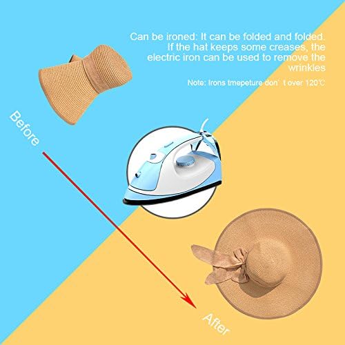 DRESHOW Beach Hats for Women Big Straw Wide Brim Summer Hat Floppy Foldable Roll up Cap Sun Hat UPF 50+