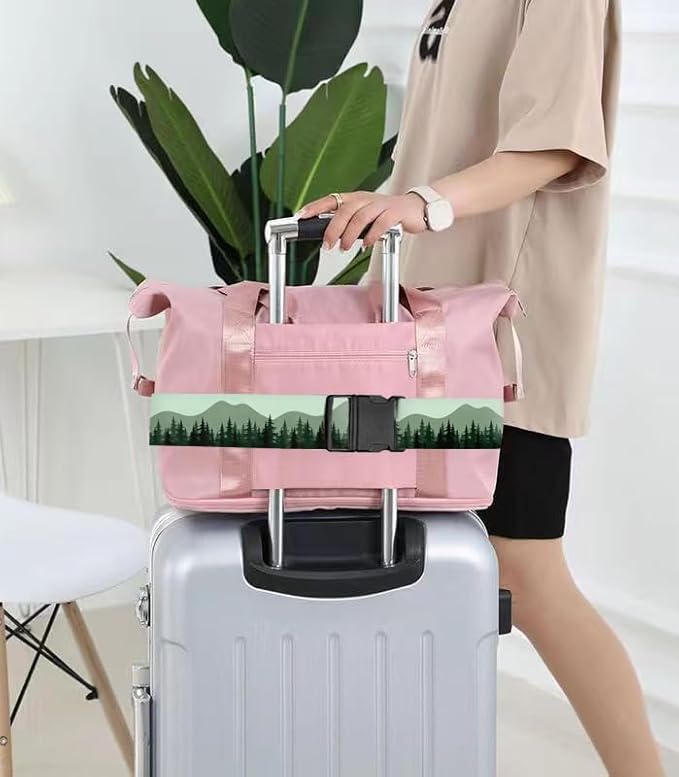 Luggage Straps for Suitcases Travel Belt Accessories, Cute Suitcase Strap, Adjustable Luggage Belt Strap, Heavy Duty with Quick-Release Buckle Luggage Strap Black Mountain