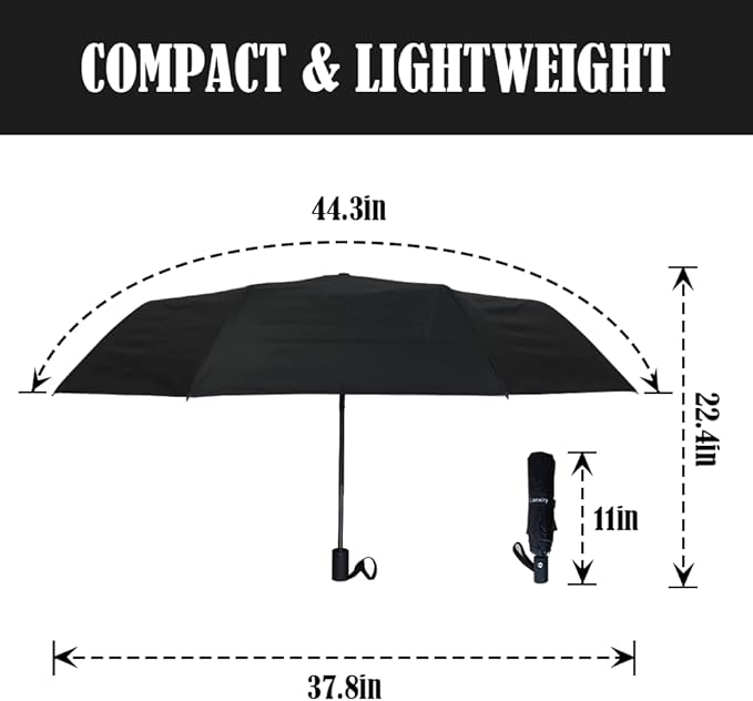 LLanxiry Compact Travel Umbrella, Mini Windproof Umbrellas for Rain & Sun, Small Lightweight Outdoor UV Umbrella, Portable Folding Umbrellas for Travel