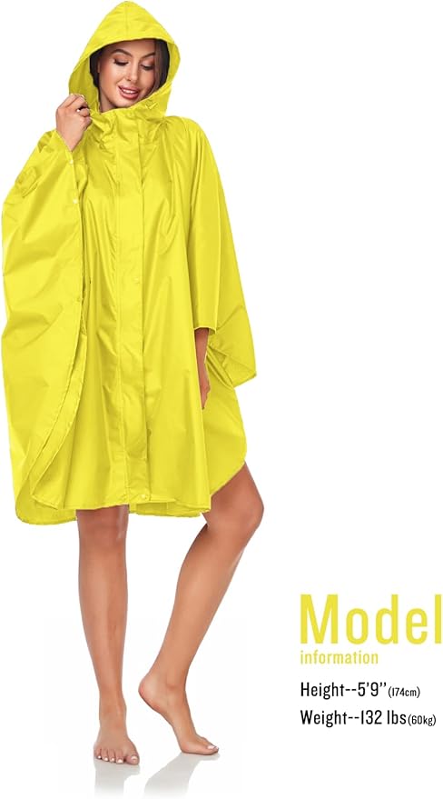SaphiRose Unisex Rain Poncho Hooded Waterproof Raincoat for Adults Women