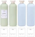 13.5 oz Plastic Travel Shampoo Bottles, Refillable Flip Cap Squeeze Bottles for Toiletries, Large Leakage-proof Travel Shampoo and Conditioner Container (Blue and Green)