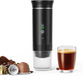 Portable Electric Coffee Maker, Digital Display, Compatible with Coffee Pods,Rechargeable Coffee Machine for Travel, Camping, RV,Home,Office (black)