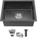 22 x 18 Inch Undermount Kitchen Sink, 18 Gauge Stainless Steel Handmade Single Bowl Kitchen Sink, 9 Inch Deep Bowl Bar Sink, Black