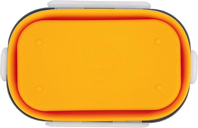 Silicone Lunch Container Bento Box, Collapsible Food Storage Containers with Airtight Lids and 2in1 Fork, Reusable Food Containers for Travel,Camping and RV, Food Grade 1000ml Microwave Container