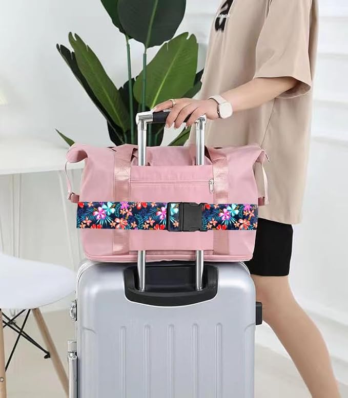 Luggage Straps for Suitcases Travel Belt Accessories, Cute Suitcase Strap, Adjustable Luggage Belt Strap, Heavy Duty with Quick-Release Buckle Luggage Strap Luxury Purple Flowers