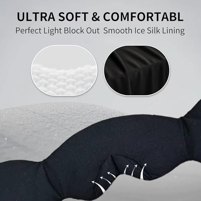 Bluetooth 5.4 Headphones Headband Eye Mask Wireless Sleep Mask，Blackout Bluetooth Eye Mask for Sleeping，Cotton Sleep Mask for Side Sleepers Adjustable Hook and Loop