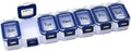 EZY DOSE Weekly (7-Day) Pill Planner, Medicine Case, Vitamin Organizer Box, Waterproof Locking Compartments to Secure Prescription Medication and Prevent Accidental Spilling, Blue