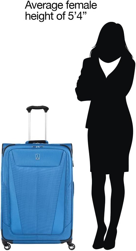 Travelpro Maxlite 5 Softside Expandable Checked Luggage with 4 Spinner Wheels, Lightweight Suitcase, Men and Women, Azure Blue, Checked Large 29-Inch