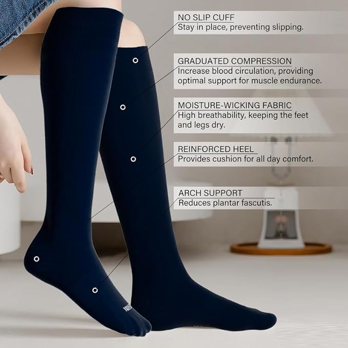 LEVSOX Compression Socks for Pregnant Women 20-30 mmHg Knee High Cute Funny Mens Supports Socks for Nurses, Medical, Travel