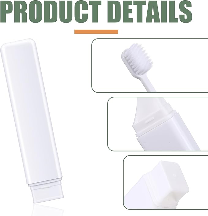 Patelai 2 Pieces Travel Toothbrush Set, Soft Bristle Mini Foldable Tooth Brush with Case, Individually Wrapped Small Portable Travel Size Toiletries Stuff for Camping (Black and White)