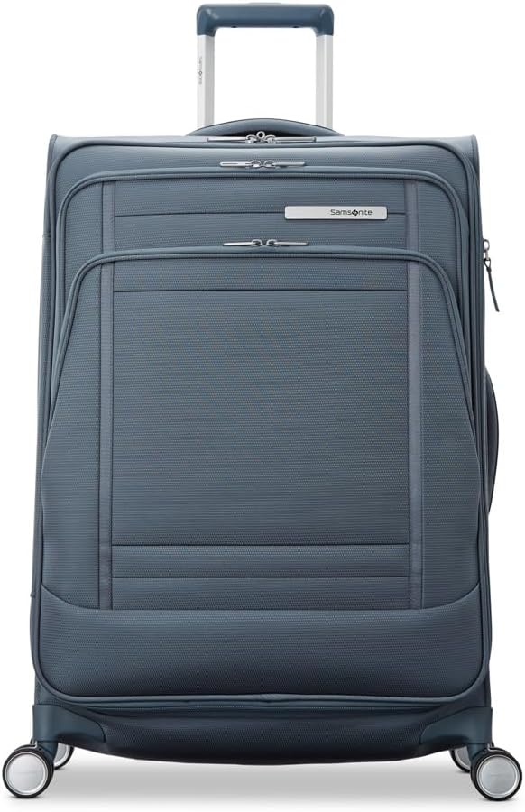 Samsonite UpLIFT Lightweight Large Checked Softside 3-Piece Luggage Set with Spinner Wheels - Expandable - Airline-Approved, Polyester Soft Suitcase for Ultra Light Travel - Elemental Blue