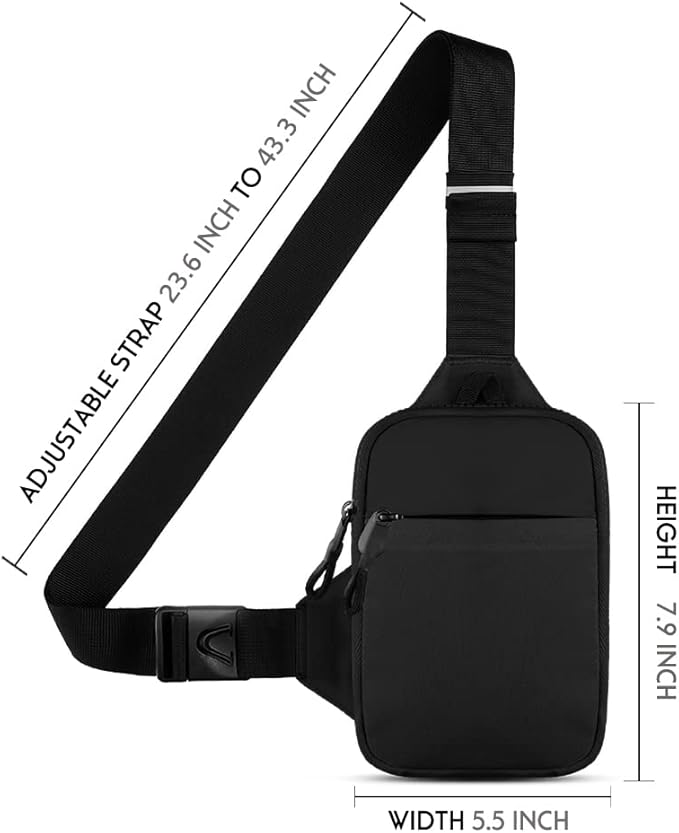 Simptech Mini Crossbody Sling Bag Chest Bag Dual Pocket Water Resistant Fanny Pack Running Phone Holder for Men Women Workout Travelling