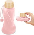 Collapsible Water Bottles,650ml,Leak Proof,Reuseable BPA Free Silicone Foldable Water Bottles,Durable Lightweight for Travel Gym Camping Hiking,Compact Size Portable Sports Water Bottle (Pink)