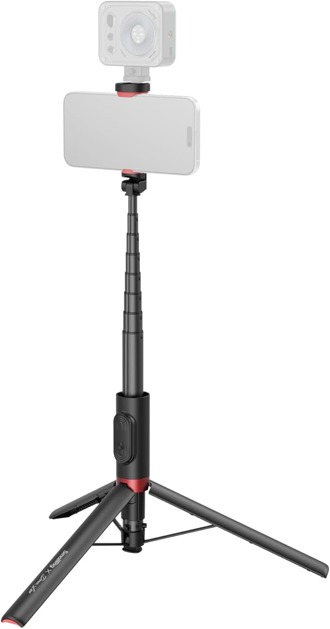 SmallRig x Drex Lee Boom Selfie Stick ST30 Lite, 57.9" Automatic Tripod Stand with Remote and Cold Shoe Mount, for iPhone, for Android, Video Recording, Travel, Vlogging, Black 5292