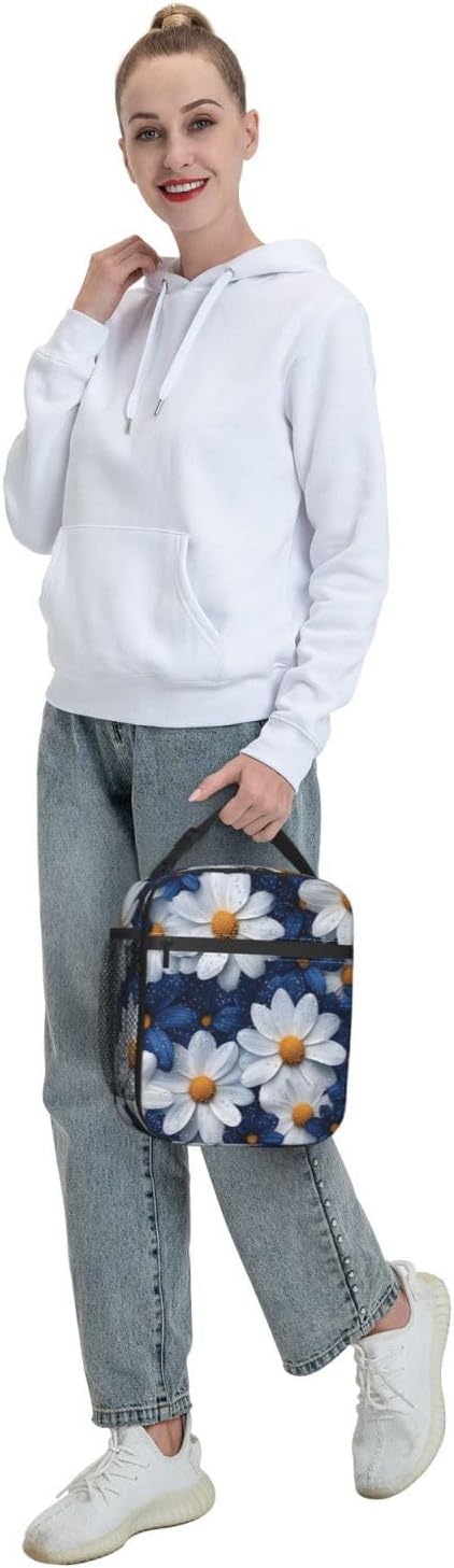 Daisy Insulated Lunch Box for Women Men Daisy Lunch Bag for Travel,or Fishing Polyester Daisy Lunch Box