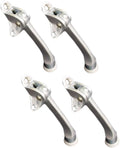 QCAA Heavy Duty Kickdown Door Stopper, 4", Zinc Die Cast, Satin Chrome, 4 Pack, Made in Taiwan