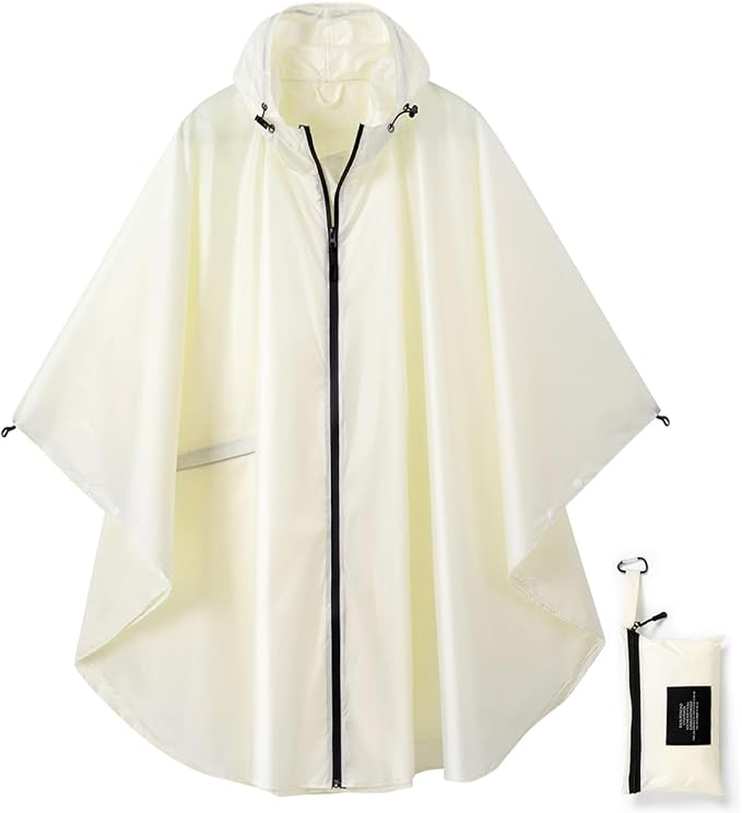 Rain Poncho Jacket Coat Hooded Zipper Style for Women/Men/Adult with Pocket