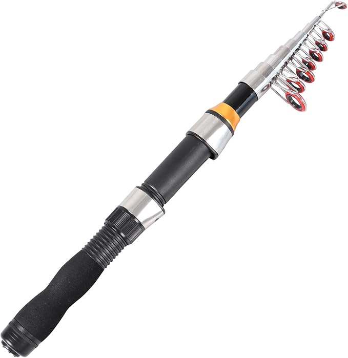 Telescopic Collapsible Extendable Fishing Rod for Saltwater and Freshwater, Lightweight and Compact Design