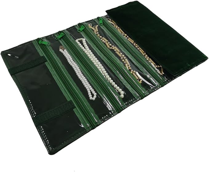 Travel Jewelry Roll Bag Portable Organizer Pouch With Grids&PVC Cover Storage Bags for Necklace, Bracelet, Bracelet,Ring, Badge, Pendant