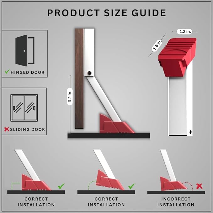 Door Stop, No Drill Door Stoppers - Kickdown Doorstop for Home, Glass Doors, & Outdoors, Easy to Install Doors with Self Adhesive Door Stopper, No Screw Flip Down Portable Door Stopper - White
