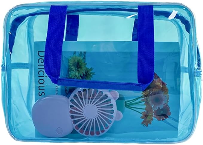 Travel Clear Cosmetic Bag, Toiletry Carry Pouch Makeup Artist Bag, Waterproof Multifunction Toiletry Bag with Zipper Handle Straps, Tote Bag Sky Blue