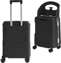 TABU 20" Ride-on Luggage with Seat For Kids & Adults，Carry On Hardshell Ride On Suitcase with 360° Lockable Spinner and TSA Lock, Black
