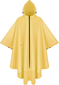 PTEROMY Hooded Rain Poncho for Adult with Pocket and Zipper, Waterproof Lightweight Raincoat for Men and Women