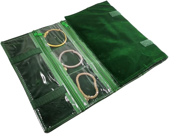 Travel Jewelry Roll Bag Portable Organizer Pouch With Grids&PVC Cover Storage Bags for Necklace, Bracelet, Bracelet,Ring, Badge, Pendant