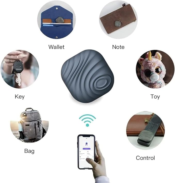 Findhting Key Finder Tag - Bluetooth Tracker Item Locator with Key Chain - Both iOS and Android Compatible for Keys Pet Wallets or Backpacks and Tablets (Blue)