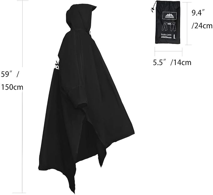 longsinger Rain Poncho for Adult, Waterproof Rain Poncho with Hood and Sleeve, Ideal for Hiking, Hunting, Camping