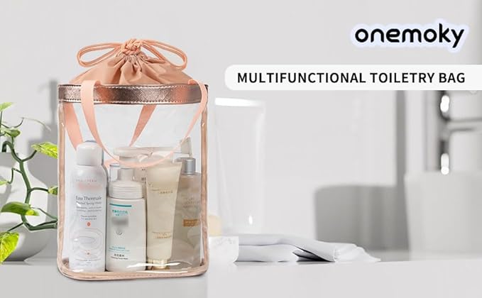 Clear Makeup Bag, Travel Toiletry Bag for Women, TSA Approved Toiletry Bag, Waterproof Clear bag Cosmetic Pouch,Transparent Makeup Organizer, Carry on Airport Airline Compliant