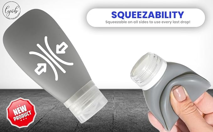 Travel Bottles for Toiletries, TSA Approved 3oz Leak Proof Silicone Refillable Squeeze Travel Size Containers BPA Free for Cleansers, Lotions, Shampoo w/Clear Bag (NEW earth tone set)