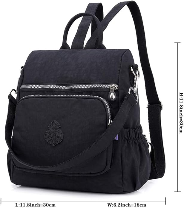 MINTEGRA Women Shoulder Backpack Multi-Pocket Nylon Purse Large Capacity Waterproof Casual Daypack