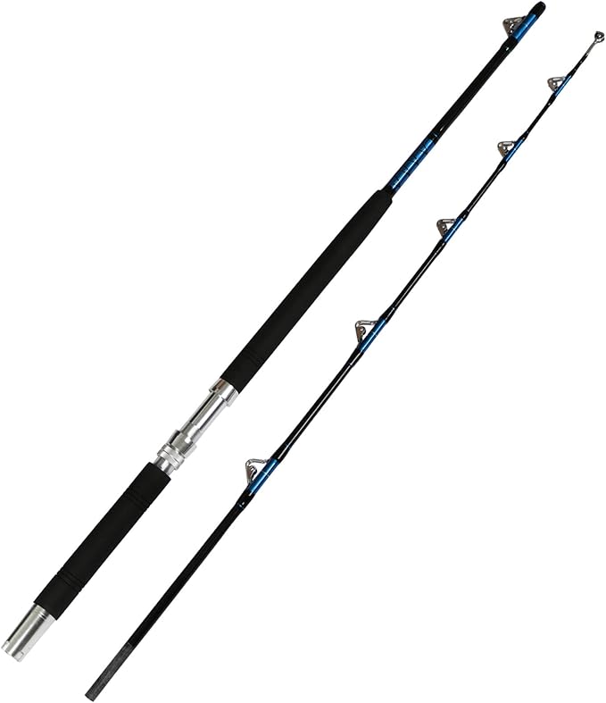 Fiblink Saltwater Offshore Heavy Trolling Fishing Rod Big Game Conventional Boat Fishing Roller Rod Pole with All Roller Guides (Heavy Power, 5-Feet 1-Inch)