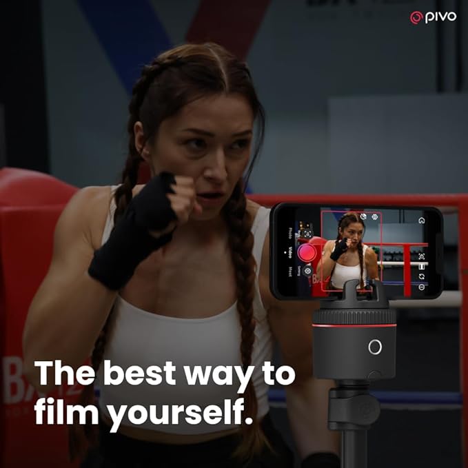 Pivo Pod Classic Auto Face Tracking Phone Holder, 360° Rotation, Content Creator Essentials for Fitness Tracker with Remote Control, Smart Mount, Travel Case, and Tripod