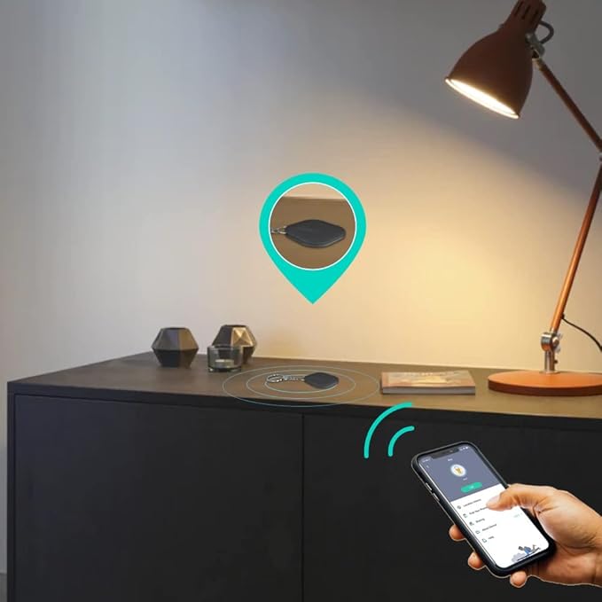 Key Finder 4-Pack, Bluetooth Tracker Item Locator with Key Chain - Both iOS and Android Compatible for Keys Pet Wallets or Backpacks and Tablets