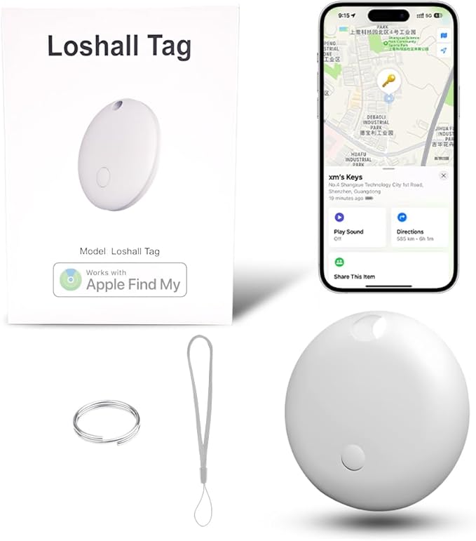 Smart Tag Tracker Works with Apple Find My, IP65 Waterproof and Replaceable Battery, Bluetooth Tracker Item Locator for Key Pet Wallet Backpack Luggage, 1 Pack, White (Not for Android or Huawei)