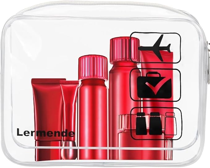 Lermende 2pcs Clear Toiletry Bag TSA Approved Travel Bag,Carry On for Travel,Airport Airline Accessories Compliant Bag,Quart Sized Makeup Cosmetic bag Women Men (Clear, 2 Pack)