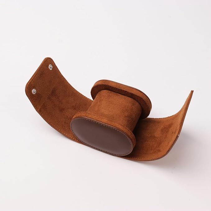 HAN QIANG Single Watch Roll Travel Case Chic Portable Vintage Leather Display Watch Storage Box Gift Watch Case (Brown), HQ-099