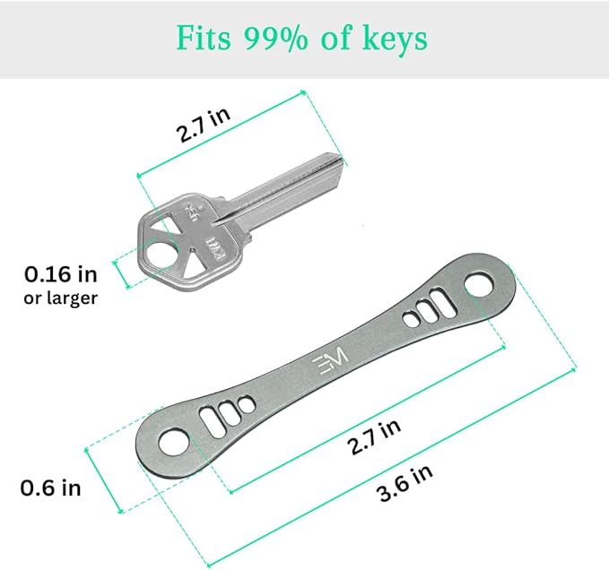 EM Premium Products Compact Key Holder - Pocket Key Organizer - 14 Keys Key Bar