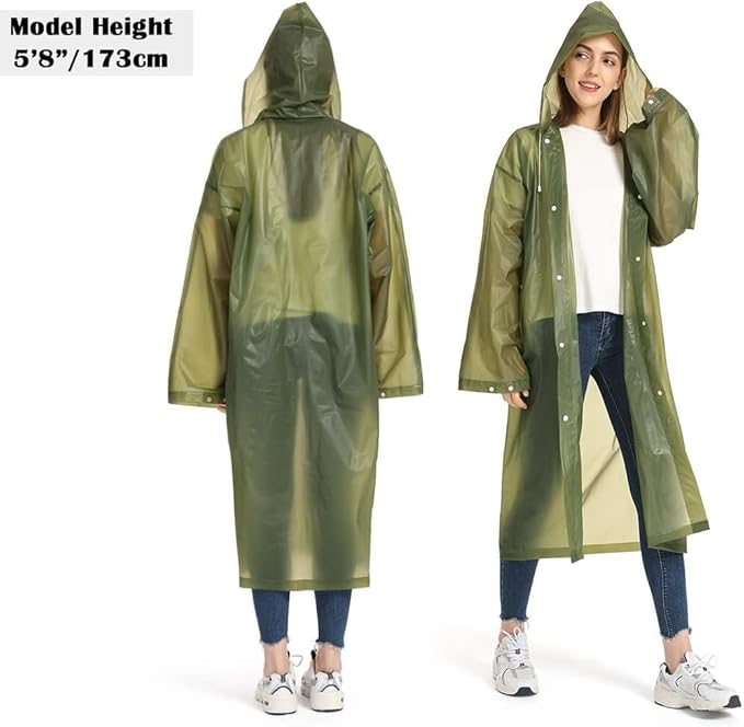 Opret 2 Pack Raincoats for Adults Reusable, EVA Rain Ponchos Lightweight Rain Coat Waterproof Rain Gear for Men and Women