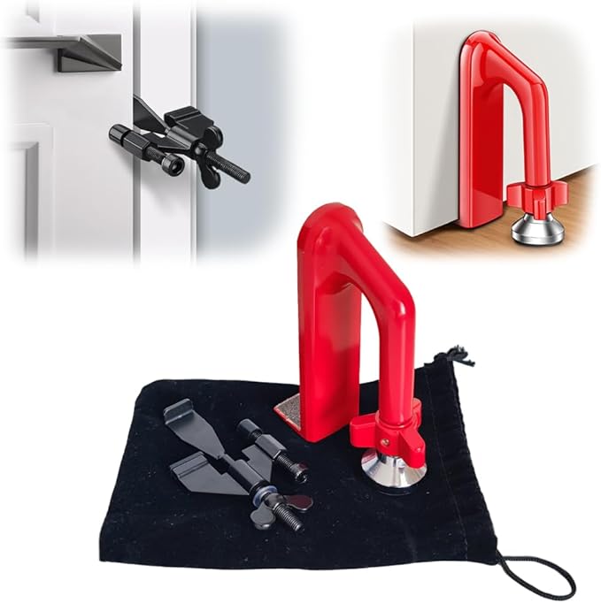 Portable Alarm Door Stopper for Additional Safety in Hotel,Apartment and Bedroom,Removable Bottom Door Jammer Device,Anti Theft Extra Security Lock Kit for Travel. (Normal Stopper&Lock)