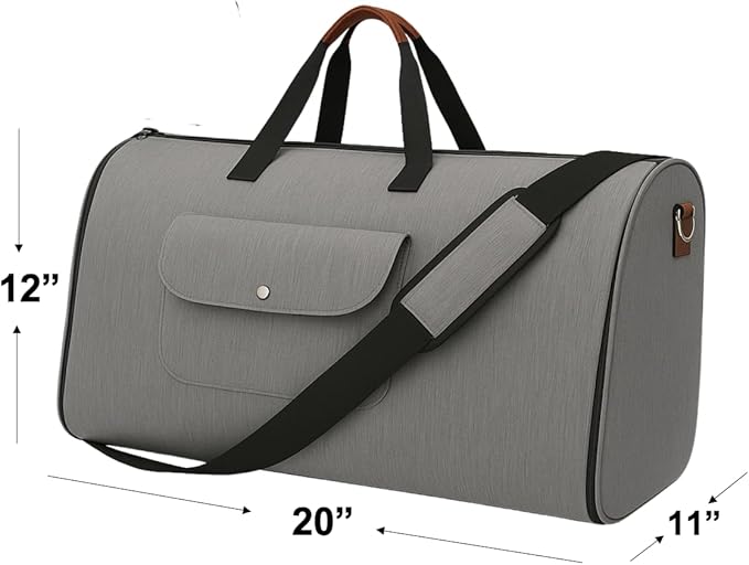 Convertible Garment Bag for Travel – 2 in 1 Carry On Duffel Suit Bag with Shoulder Strap – Hanging Weekender Suitcase for Men & Women, Ideal for Business & Overnight Trips