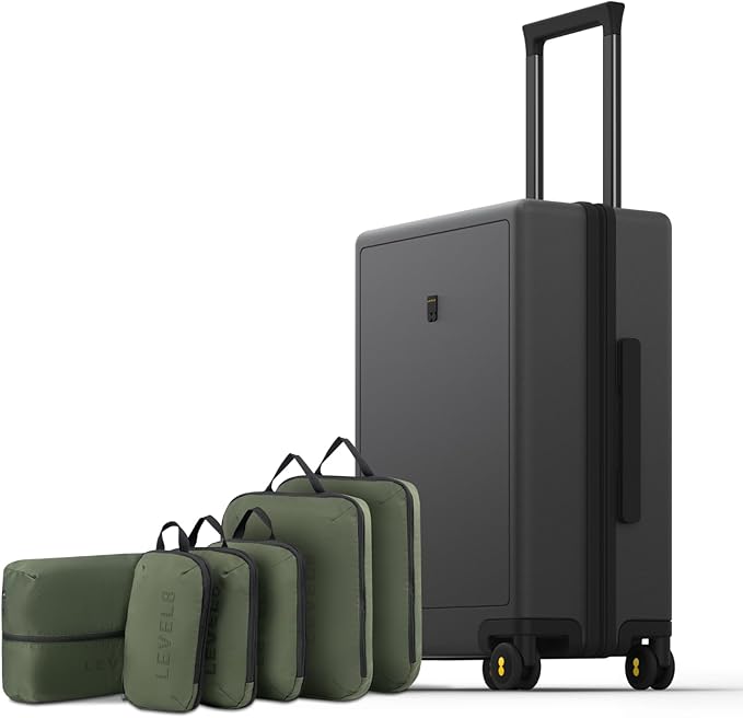 LEVEL8 Carry on Luggage Airline Approved, Small Carry on Suitcases with Wheels, Lightweight Hardside Textured Luggage for Travel, Tsa Approved, 20-Inch, Dark Grey