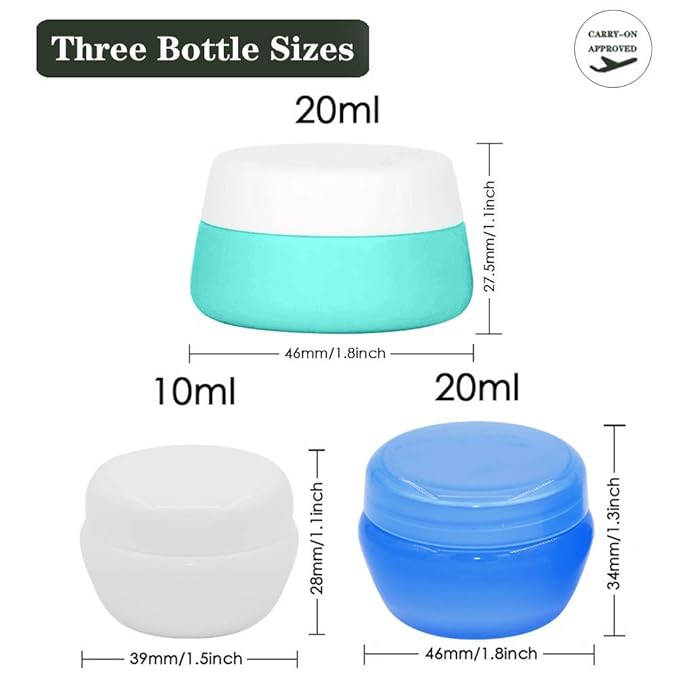 Cosywell Travel Containers Sets Silicone & PP Cream Jars for Toiletries Empty Lotion Leak-proof & TSA Approved Bottles Accessories with Hard Sealed Lids for Cosmetic Makeup Face Cream (9 Jars)
