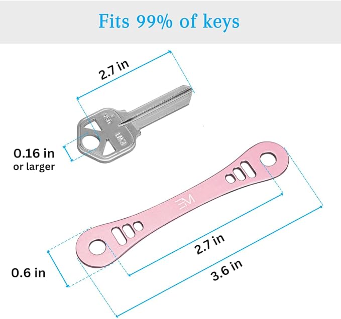 EM Premium Products Compact Key Holder - Pocket Key Organizer - 14 Keys Key Bar