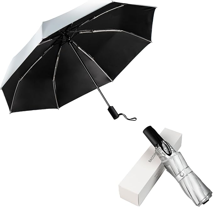 BAODINI Small UV Protection Travel Umbrella Compact for Rain and Sun UPF 50+ 41 inch Portable Umbrella for Women and Men